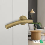 Arched Antique Brass Lever on Rose Door Handle Pack - 76mm Latch - tradefit - 6