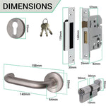 Return To Door Lever on Rose Handle Euro Cylinder Keyed Alike Set - Satin Stainless Steel - 57mm Backset Lock - tradefit - 3