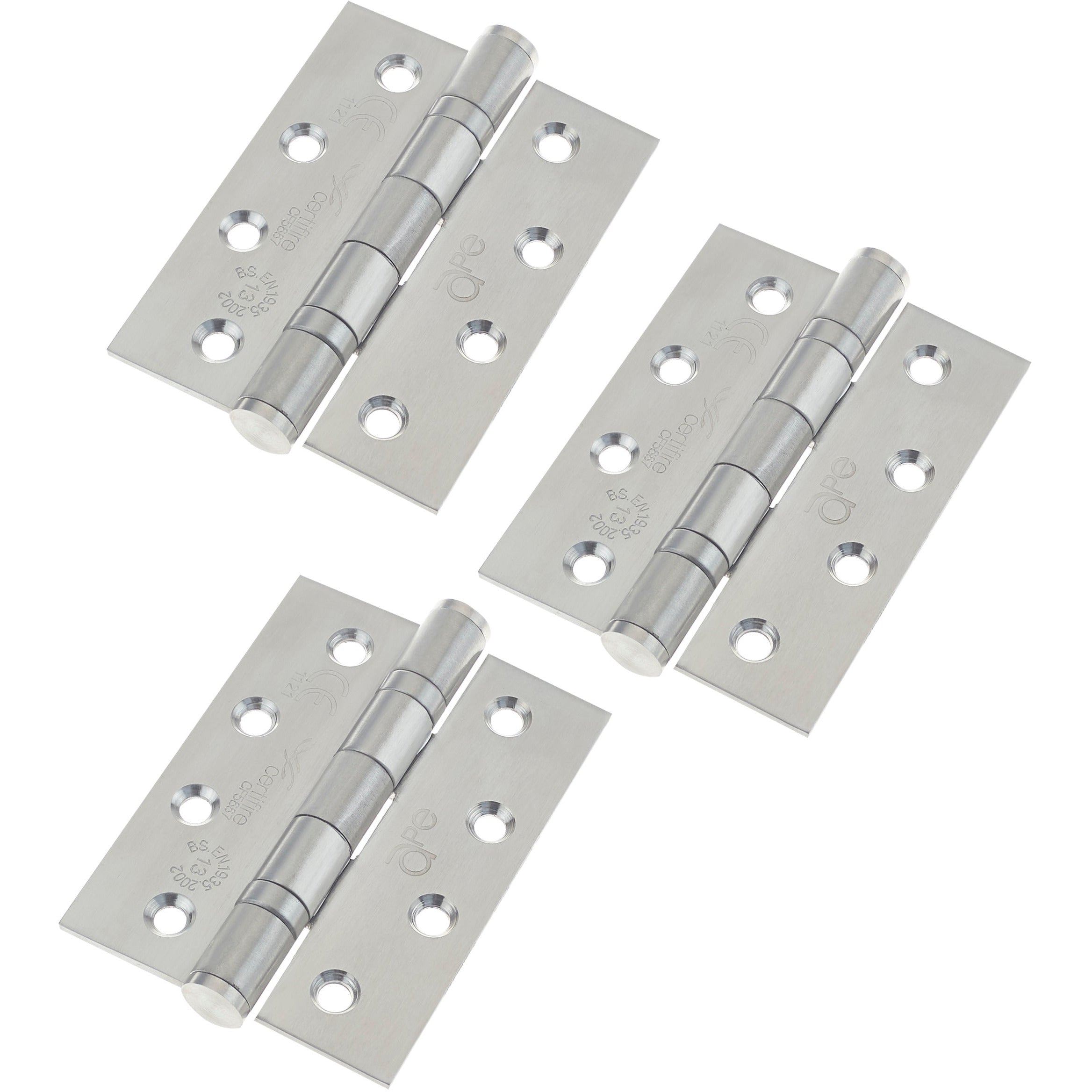 Fire Door Hinges 4" Stainless Steel Grade 13 102x76x3mm 1.5 Pair