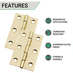 Steel Butt Hinges 1838 Fixed Pin Pattern - 76x51x1.5mm - Brass Plated - Pair - EXCLUDING Screws - tradefit - 3