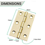 Steel Butt Hinges 1838 Fixed Pin Pattern - 76x51x1.5mm - Brass Plated - Pair - EXCLUDING Screws - tradefit - 5