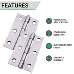 Steel Butt Hinges 1838 Fixed Pin Pattern - 76x51x1.5mm - Polished Chrome Plated - Pair - EXCLUDING Screws - tradefit - 3