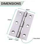 Steel Butt Hinges 1838 Fixed Pin Pattern - 76x51x1.5mm - Polished Chrome Plated - Pair - EXCLUDING Screws - tradefit - 5