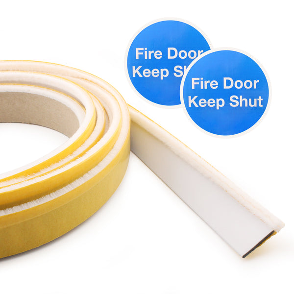 Surface Self Adhesive Intumescent Fire Door Seal Strip - Fire Smoke & Draughts - 5.2m - White - tradefit - Featured Image