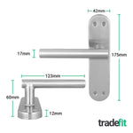 Olbia Satin Nickel Lever on Backplate Door Handle Pack – 76mm Latch - tradefit - 2
