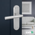 Olbia Satin Nickel Lever on Backplate Door Handles - Latch - tradefit - 4