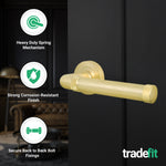 Santana Satin Brass Lever on Rose Door Handle Kit - 64mm Latch - tradefit - 2