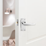 Straight Pattern Polished Chrome Door Handles - Latch - tradefit - 6