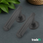 Flores Matt Black Lever on Rose Door Handle Kit - 64mm Bathroom Lock - tradefit - 8