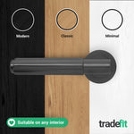 Flores Matt Black Lever on Rose Door Handle Kit - Medium Duty FD30/60 - 76mm Latch - tradefit - 7