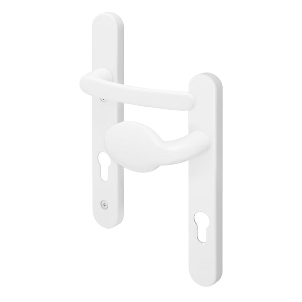 White UPVC Lever Pad Door Handles - 92mm PZ Centres - 122mm Fixing Centres - 245 x 34mm - tradefit - Featured Image