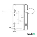 Polished Brass UPVC Lever Pad Door Handles - 92mm PZ Centres - 122mm Fixing Centres - 245 x 34mm - tradefit - 2