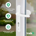 White UPVC Lever Pad Door Handles - 92mm PZ Centres - 122mm Fixing Centres - 245 x 34mm - tradefit - 3