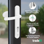 White UPVC Lever Pad Door Handles - 92mm PZ Centres - 122mm Fixing Centres - 245 x 34mm - tradefit - 4
