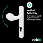 White UPVC Lever Pad Door Handles - 92mm PZ Centres - 122mm Fixing Centres - 245 x 34mm - tradefit - 7