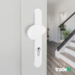 White UPVC Lever Pad Door Handles - 92mm PZ Centres - 122mm Fixing Centres - 245 x 34mm - tradefit - 6