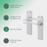 Euroda - Plus Satin Chrome Fire Door Handle Pack - Latch - FD30/60 - tradefit - 2