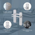 Euroda - Plus Satin Chrome Lever Fire Door Handles - Latch - FD30/60 - tradefit - 3