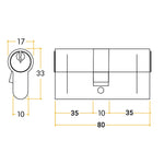 5 Pin 40/40mm 80mm [35+35+10mm] Euro Double Cylinder - Master Keyed - Matt Black - tradefit - 2