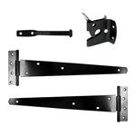 Pedestrian Gate Kit 350mm Hinges Auto Gate Latch Black - tradefit - 1