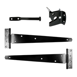 Pedestrian Gate Kit 350mm Hinges Auto Gate Latch Black - tradefit