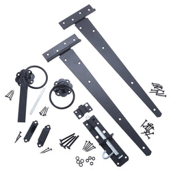 HD Gate Kit - Ring Latch - 350mm Hinges - 150mm Brenton Bolt - Black - tradefit