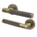 Dumont Antique Brass Lever on Rose Door Handles - Heavy Duty - FD30/60 Rated