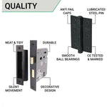 Curly Black Antique Lever on Backplate Sash Lock Kit / Pack - 80mm Lock - 76mm Hinges - Black - tradefit - 5