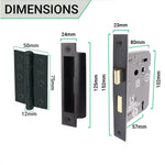 Curly Black Antique Lever on Backplate Sash Lock Kit / Pack - 80mm Lock - 76mm Hinges - Black - tradefit - 3