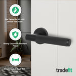 Dumont Matt Black Lever on Rose Door Handle Kit - Medium Duty FD30/60 - 80mm Euro Sashlock and Double Cylinder - Master Keyed - tradefit - 2