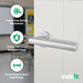 Mitre Lever on Rose Stainless Steel Door Handle Kit - Medium Duty - 76mm Latch - tradefit