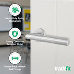 Mitre Lever on Rose Stainless Steel Door Handle Kit - Medium Duty - 76mm Latch - tradefit - 4