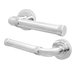 Santana Polished Chrome Lever on Rose Door Handles - Heavy Duty - FD30/60 Rated - 1