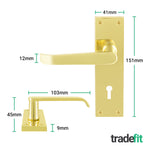 Straight Pattern Polished Brass Door Handle Pack - 64mm Sashlock - tradefit - 2