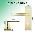 Straight Pattern Polished Brass Lock Door Handles - Keyhole - tradefit - 3