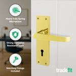 Straight Pattern Polished Brass Lock Door Handles - Keyhole - tradefit - 3