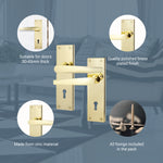 Straight Pattern Polished Brass Lock Door Handles - Keyhole - tradefit - 4