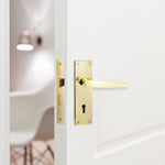 Straight Pattern Polished Brass Lock Door Handles - Keyhole - tradefit - 6