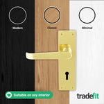 Straight Pattern Polished Brass Door Handle Pack - 64mm Sashlock - tradefit - 7