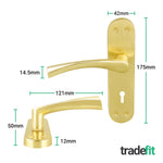 Nola Satin Brass Lever on Backplate Door Handle Pack – 80mm Sashlock - tradefit - 2