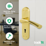 Nola Satin Brass Lever on Backplate Door Handle Pack – 80mm Sashlock - tradefit - 4