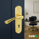 Nola Satin Brass Lever Lock Door Handles - Keyhole - tradefit - 4