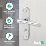 Olbia Polished Chrome Lever on Backplate Door Handle Pack – 64mm Bathroom Lock - tradefit - 4