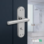 Olbia Polished Chrome Lever on Backplate Door Handle Pack – 64mm Bathroom Lock - tradefit - 6