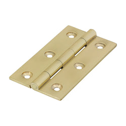 Solid Brass Solid Drawn Hinge - 75 x 40mm - Polished Brass - tradefit