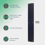 Plain Finger Plate - 425 x 75 x 1.2mm - Radius Corners - Matt Black - tradefit - 2