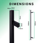 Guardsman Entrance Offset Pull Handles Flat Bar - Back to Back Fix - 1200 x 32mm 1000mm c/c - Matt Black - tradefit - 4
