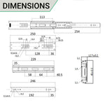 Double Extension Runners 45mm Ball Bearing 45kg Max 250mm - tradefit - 5