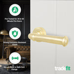 Claro Satin Brass Lever on Rose Door Handles - Heavy Duty - FD30/60 Rated - tradefit - 2