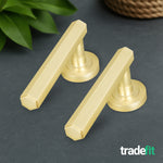 Moreno Satin Brass Lever on Rose Door Handle Kit - 64mm Latch - tradefit - 8